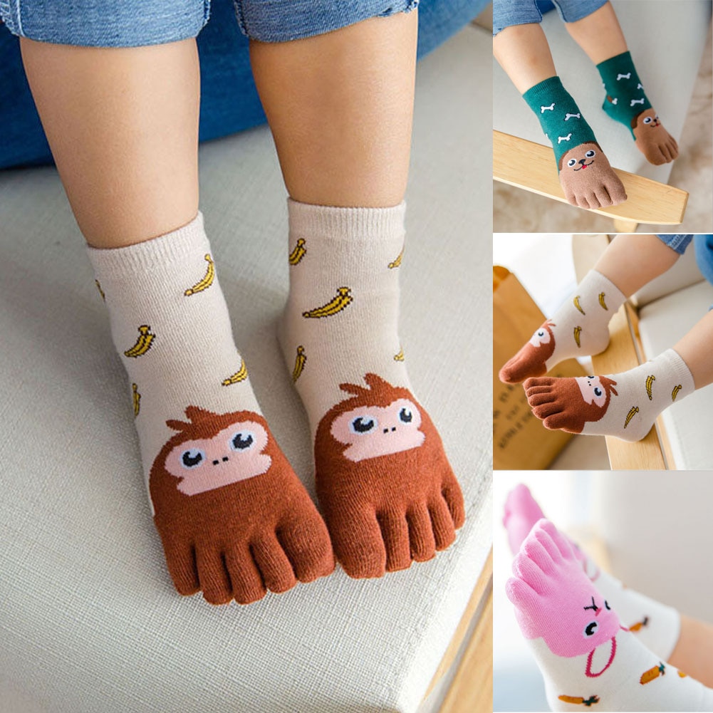 Kawaii taapero lasten sukat puuvilla eläin pojat tytöt sukat halpaa tavaraa varvassukat lapsille viiden sormen sukat