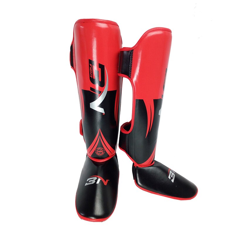 1 Pair Boxing Shin Guards PU Leather Ankle Foot Protector MMA Muay Thai Training Leg Warmers Strong Shin Pads