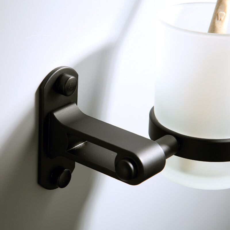 Porte-gobelet simple noir porte-gobelets mural verre porte-Brosse à dents salle de bain Support pour tasses étagère Support Brosse A Dent