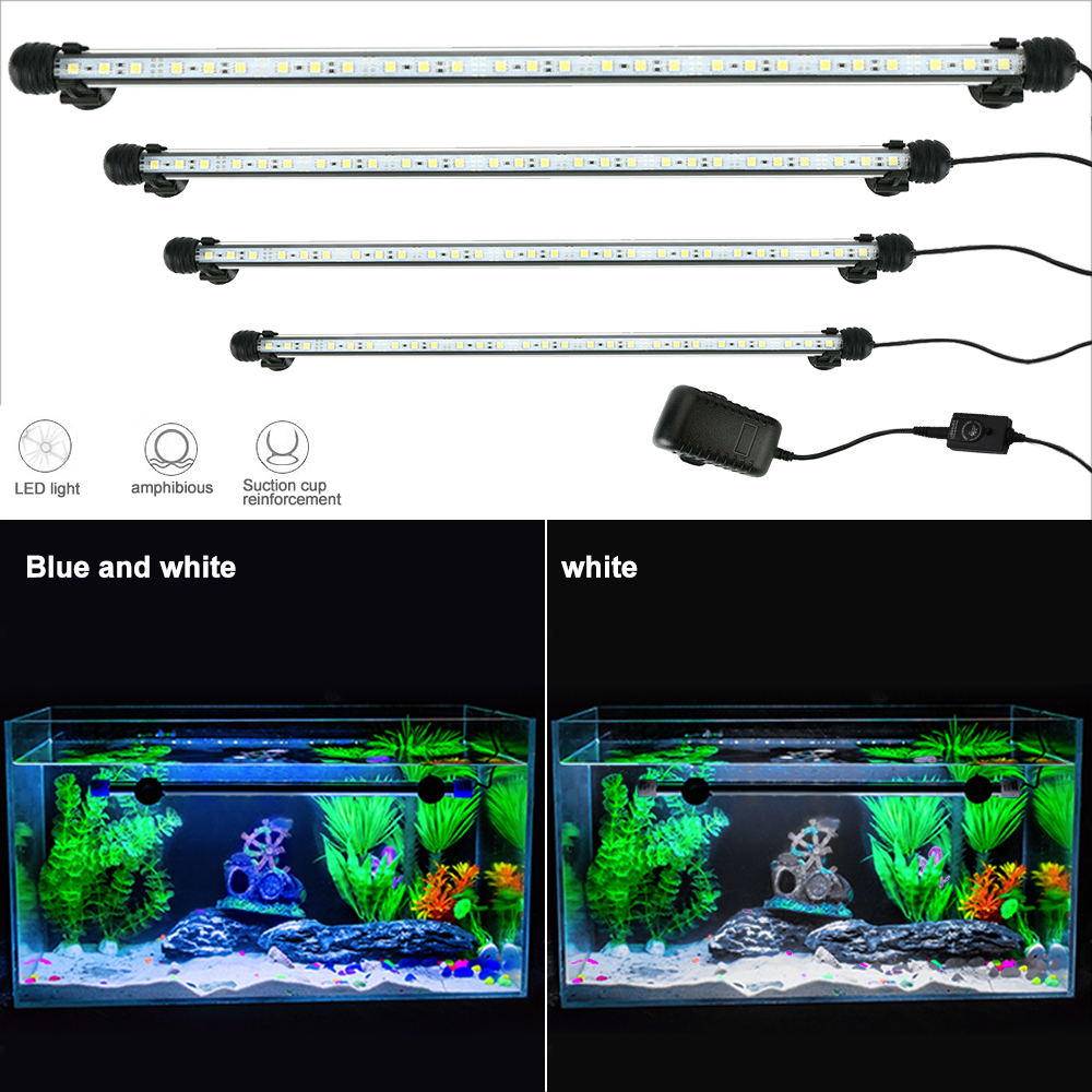 Aquarium Licht Led Waterdichte Aquarium Licht Onderwater Vis Lamp Aquaria Decor Verlichting Plant Lamp 19-49Cm 220V Eu Power # T