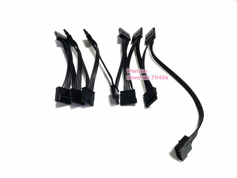 4Pin Ide Molex Naar 12-Poort 15Pin Sata Power Cable Cord Lead 18AWG Draad Voor Harde Schijf Hdd Ssd pc Server Diy Zwart: 4pin IDE to 12 SATA