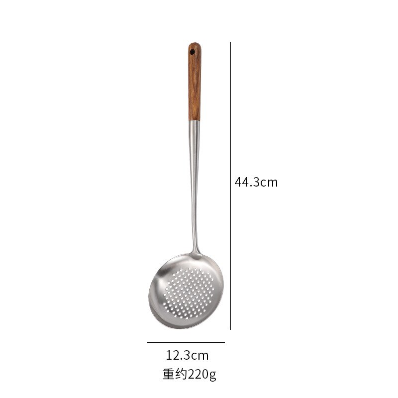big long spatula shovel chef cooking cocina utensilios blade Kitchen Utensil Wooden Handle Stainless Steel Turner Soup Spoon wok: strainer C