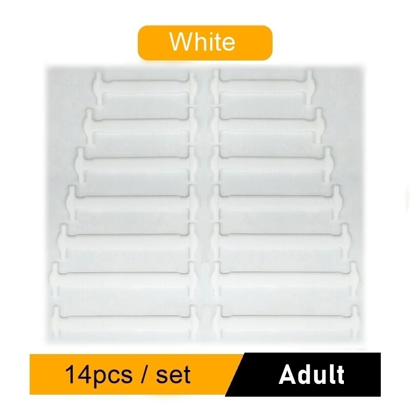 Lot de 16 lacets créatifs en Silicone, élastiques, pour chaussures sans cravates: White