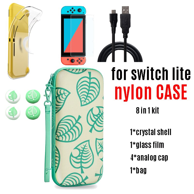 Animal Crossing Carrying Case for Nintendo Switch / Switch Lite / mini Travel Storage Bag for Nintend Switch Console Accessories: Nylon lite 8 in 1