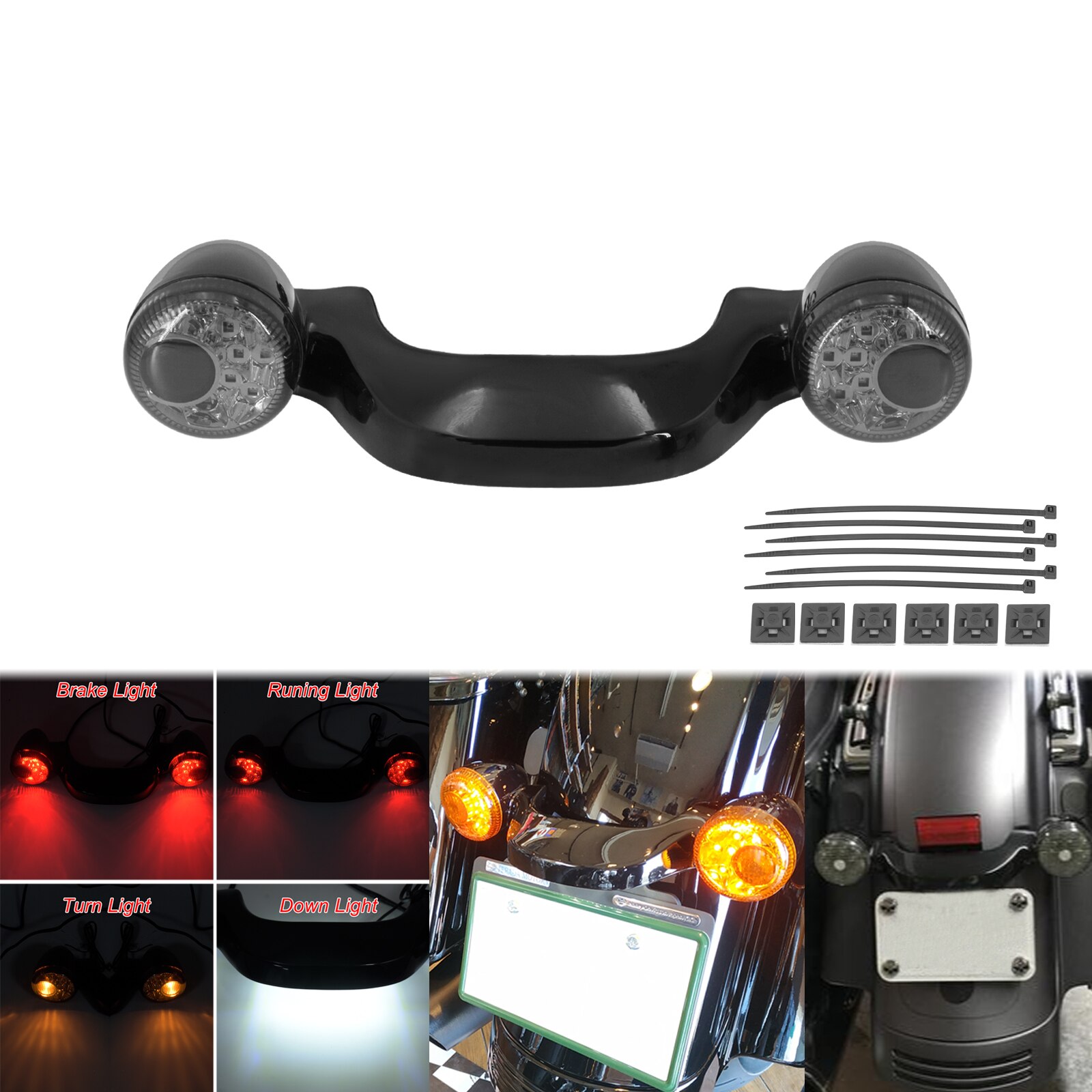 Clignotant arrière de moto, barre de feux de stop, pour Harley Touring Street Glide Road Glide Road King FLTRX FLHX –: E Turn Signal Light