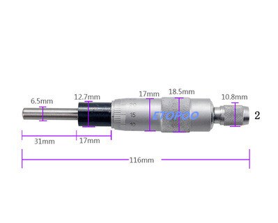 Outil de mesure à aiguille ronde plate, gamme argent 0-13mm 0-25mm 0-50mm 0.01mm, bouton de réglage moleté, mesure de la tête micromètre: 0-25mm round