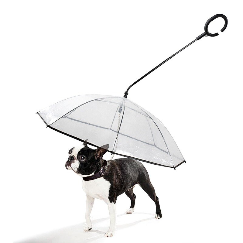 Parapluie pour animaux de compagnie Transparent chien c-type parapluie fournitures pour animaux de compagnie réglable pluie jour Hyena Traction corde parapluie inverse
