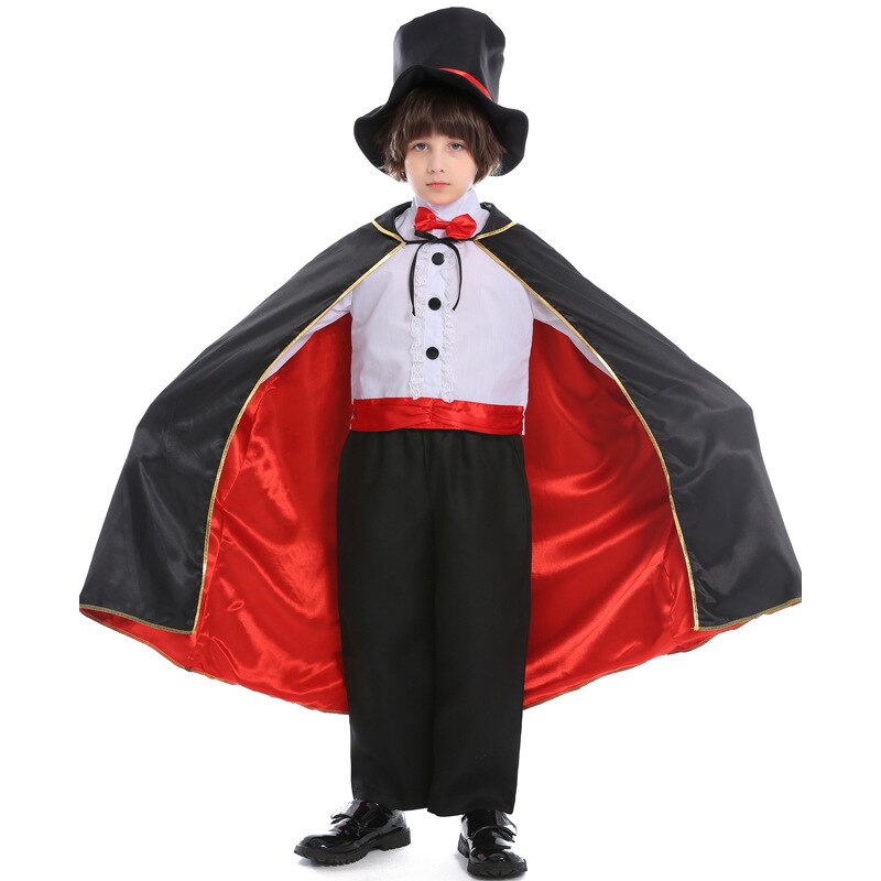 Jongens goochelaar podiumkostuum peuter kinderen halloween carnaval magie cosplay chique feest verkleedoutfit