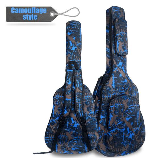 40/41 tommer guitar taske 5 mm tyk svamp soft case gig taske rygsæk 600d oxford vandtæt guitar cover sag med skulderstropper: Blå gade