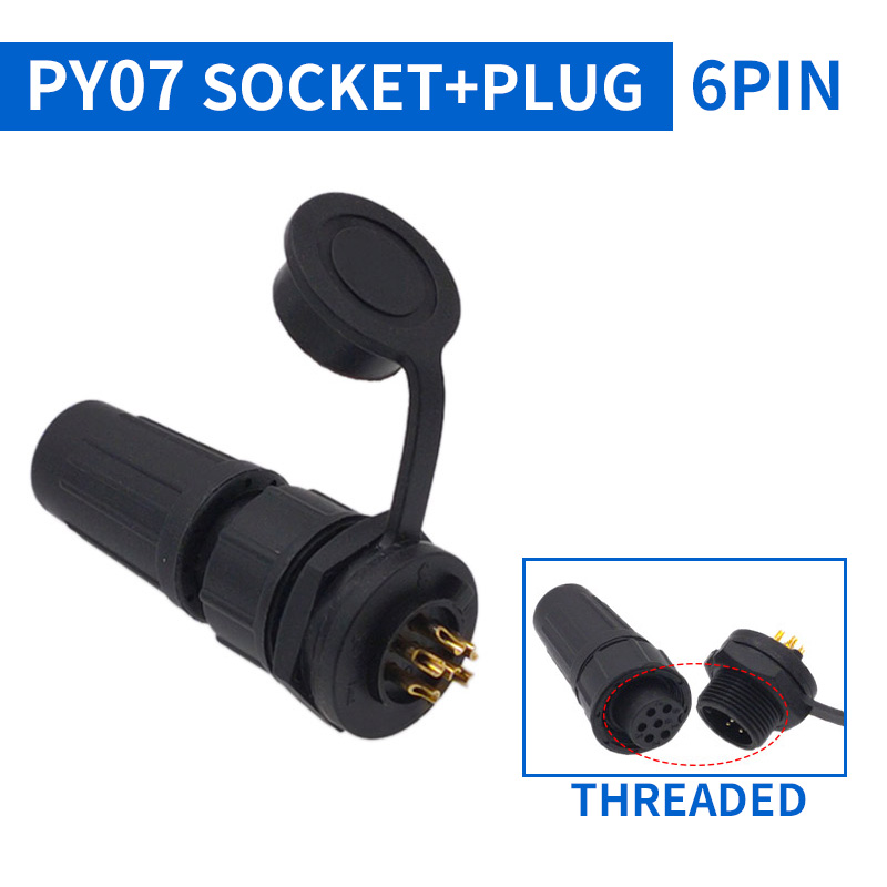 1Stck PY07 Z108 Hintern Anschlüsse Wasserdichten Stecker Kunststoff Steckdose IP67 Bajonett Gewinde 2Stift 3Stift 4Stift 5Stift 6Stift 7Stift 8Stift: Blau