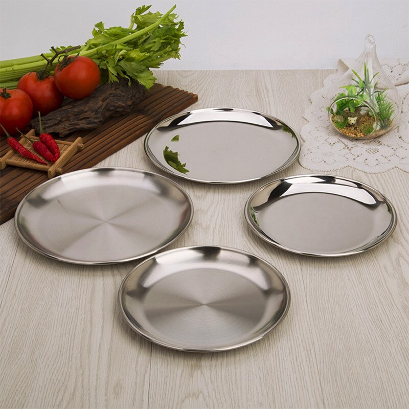 multiple sizes stainless steel kitchen plate set