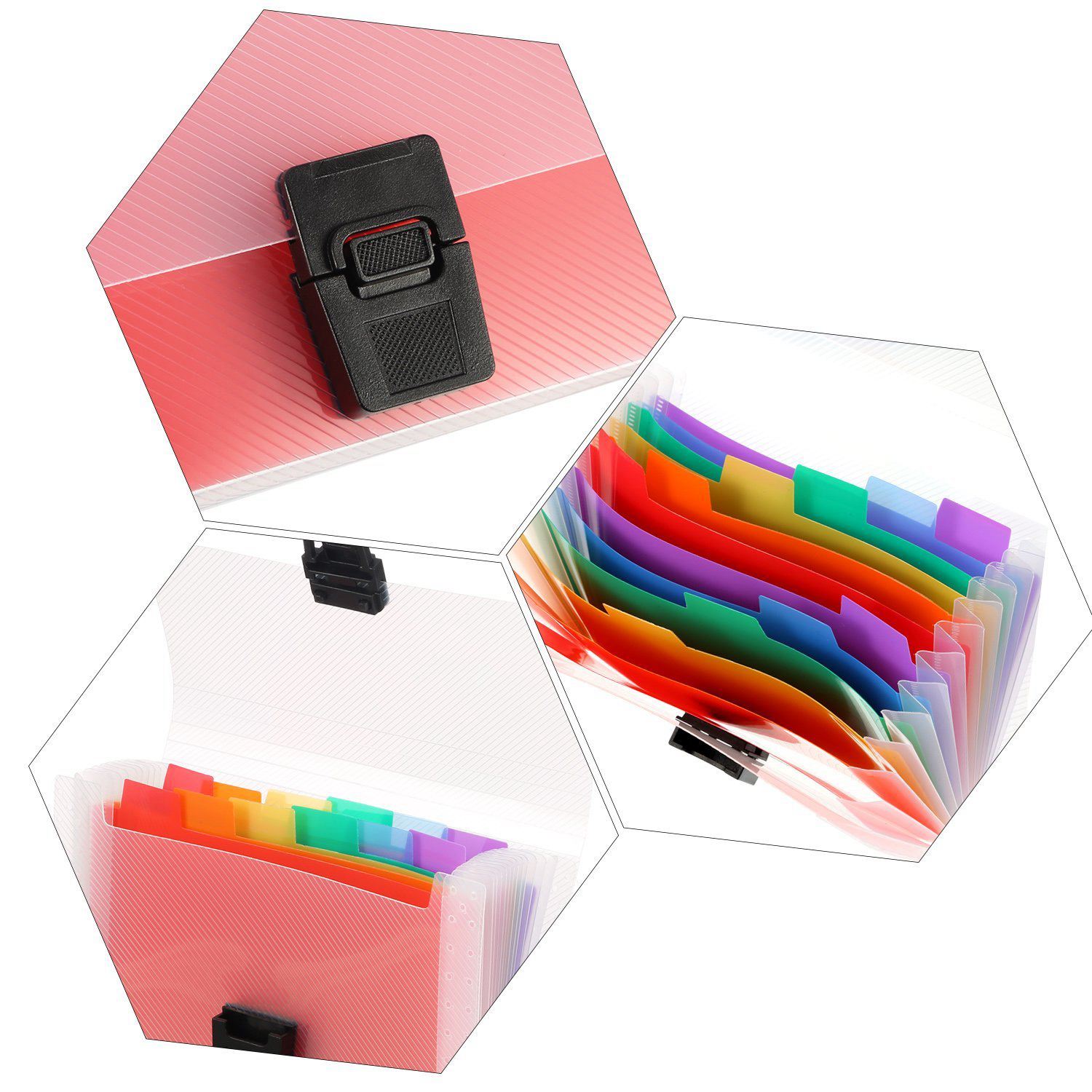 4 Pack Mini Document File A6 7.1 x 4.45 x 1.1 Inch Rainbow Expanding Folder 13 Pocket File Organizer 12 Labels Index