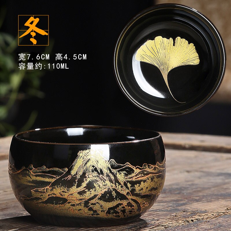 Tasse à thé Kung Fu en céramique, four à fleurs Bizarre, tasses de glaçage Temmoku individuelles, service à thé principal: WHITE