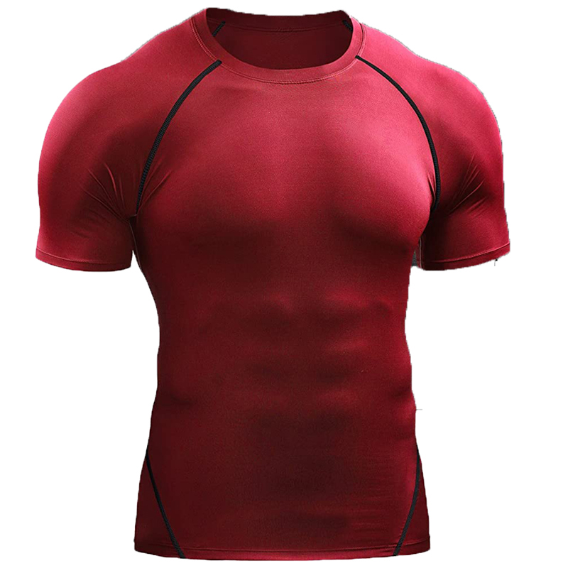 Kompressions-t-shirt herr sommar sportkläder löpar-t-shirt elastisk snabbtorkande sporttoppar t-shirt atletisk gym träningströjor herr: L / Elfenben