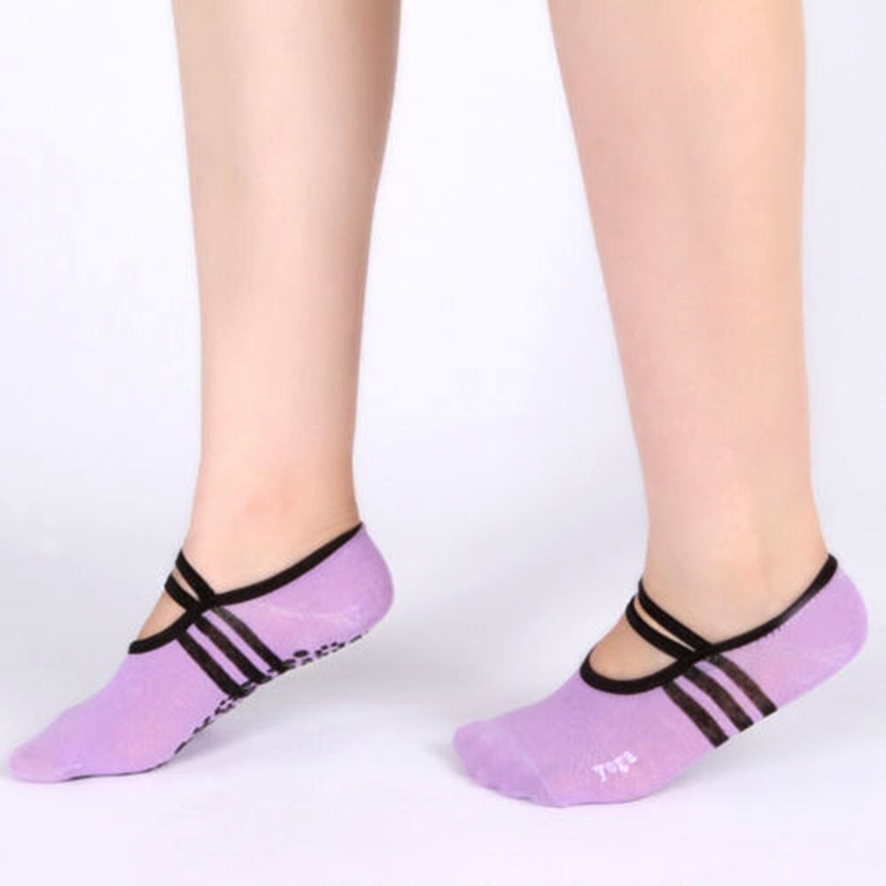 Newhigh Vrouwen Professionele Anti Slip Bandage Sport Yoga Sokken Dames Ventilatie Ballet Sokken Dans Sok Slippers 1 Paar: purple