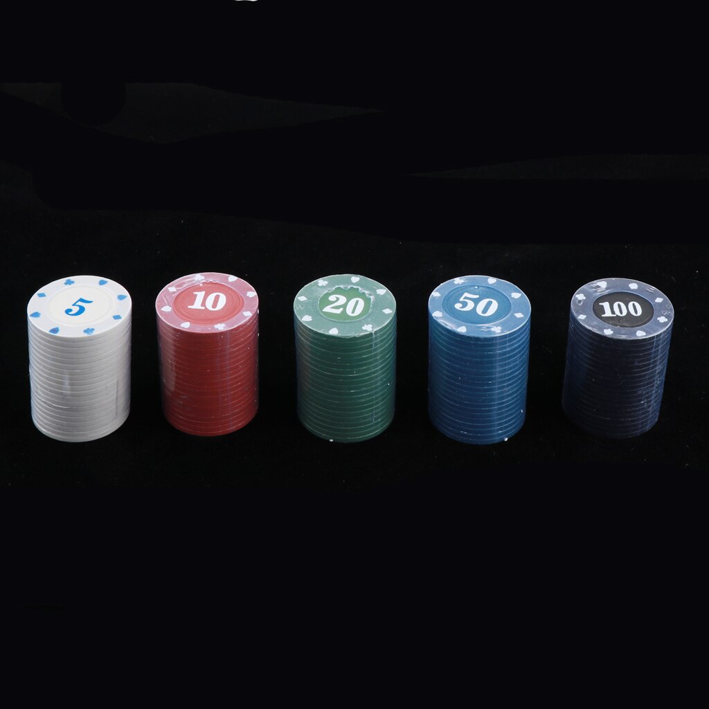 100 Stuks Plastic Poker Chips Met Aantal 5,10,20,50,100-Tellen Chips