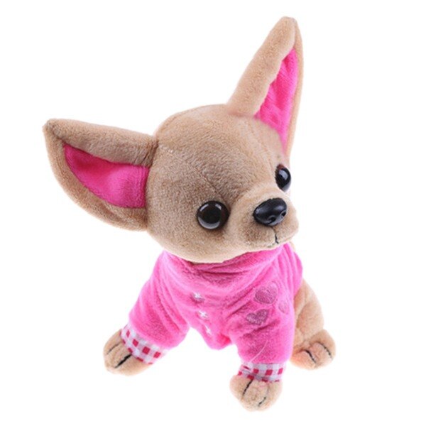 1 pièces 17Cm Chihuahua chiot enfants jouet Kawaii Simulation Animal poupée d'anniversaire pour les filles enfants mignon en peluche chien en peluche: Rose Red