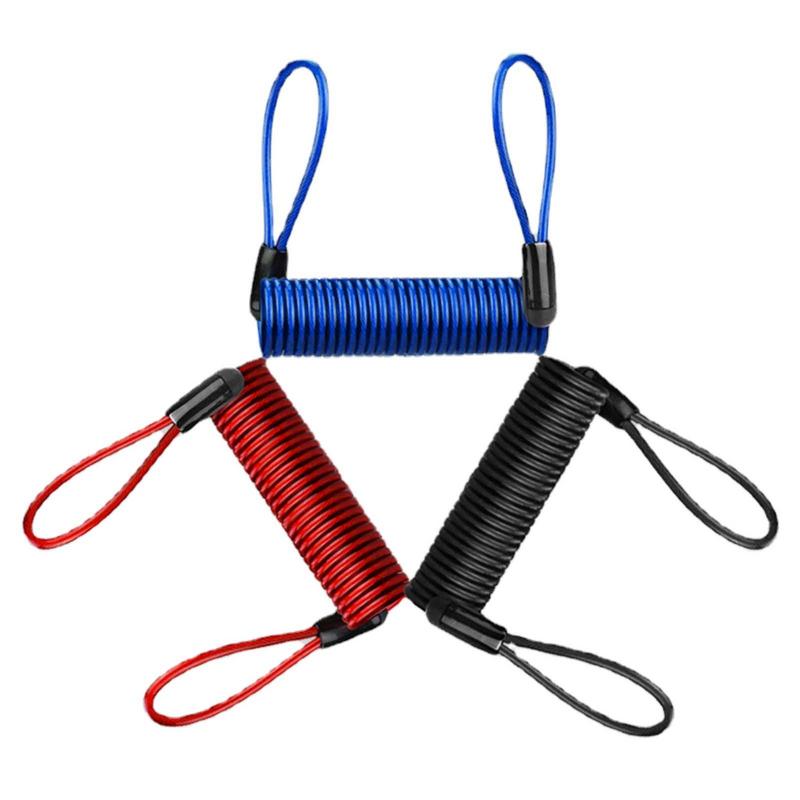 120cm Motorcycle Scooter Disc Lock Reminder Cable Anti Theft Protection Disc Lock Cable Security Steel Wire Spring Helmets Lock