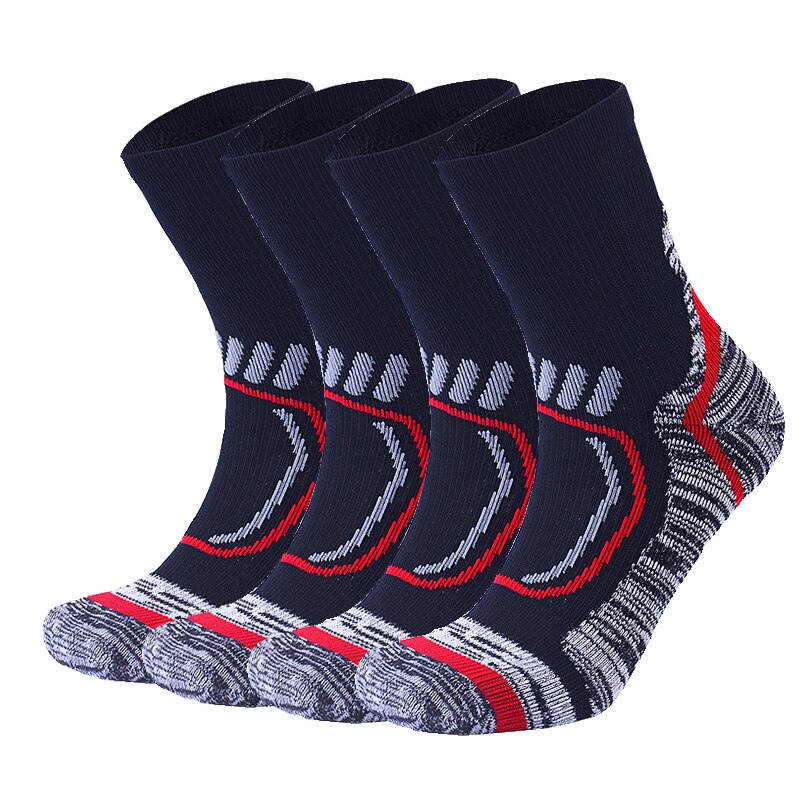 4 Pairs/Lot Combed Cotton Men Socks Hiking Hunting Fitness Gym Mountaineering Socks Breathable Football Cycling Sports Socks: blue / 39-42