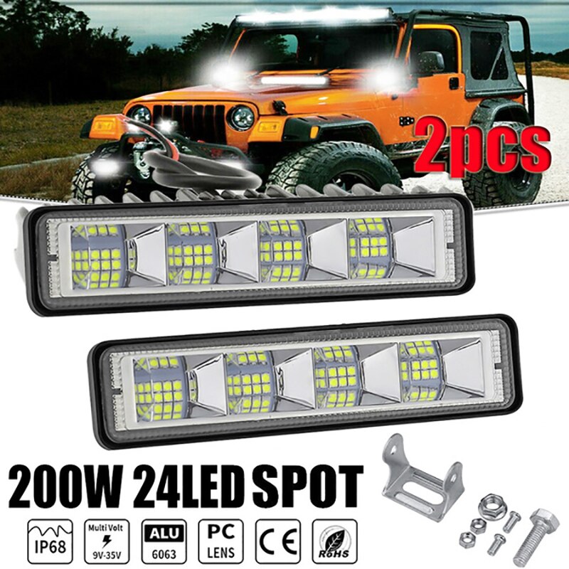 1/2Pcs 24led Retrofit Lamp 6inch LED Flat Work Light Spot Beam Bar Car SUV LED OffRoad Driving Fog Lamps