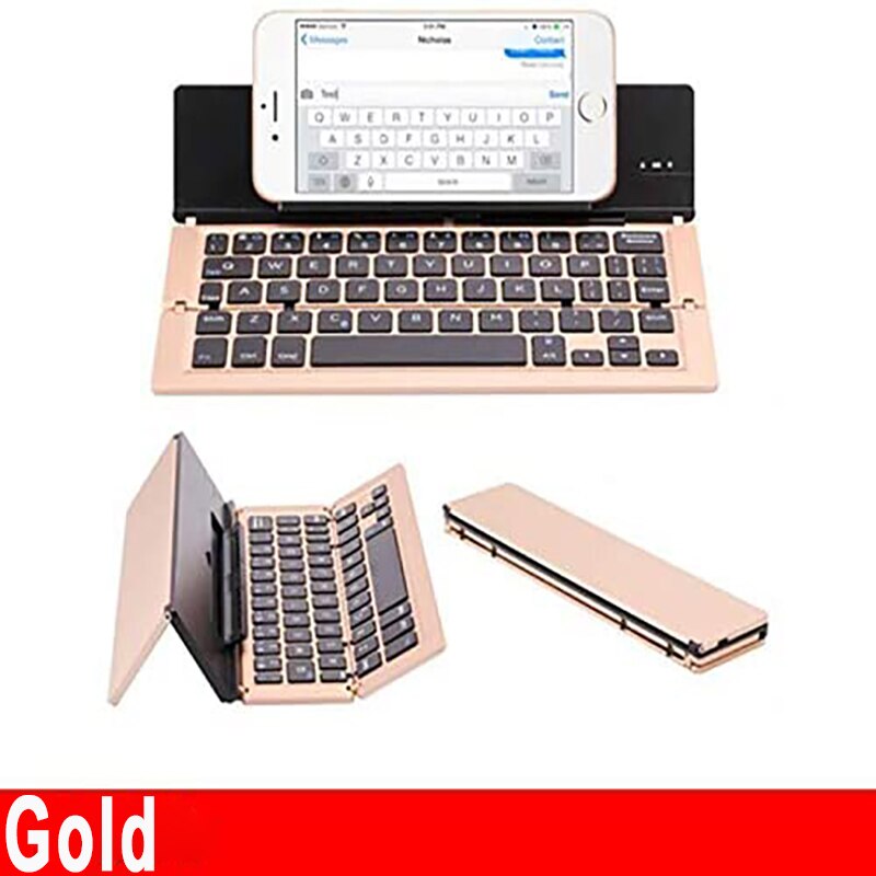 Piega tastiera Wireless portatile per tablet PC iPad IOS Android Windows tastiera pieghevole universale sottile con supporto per supporto: Gold