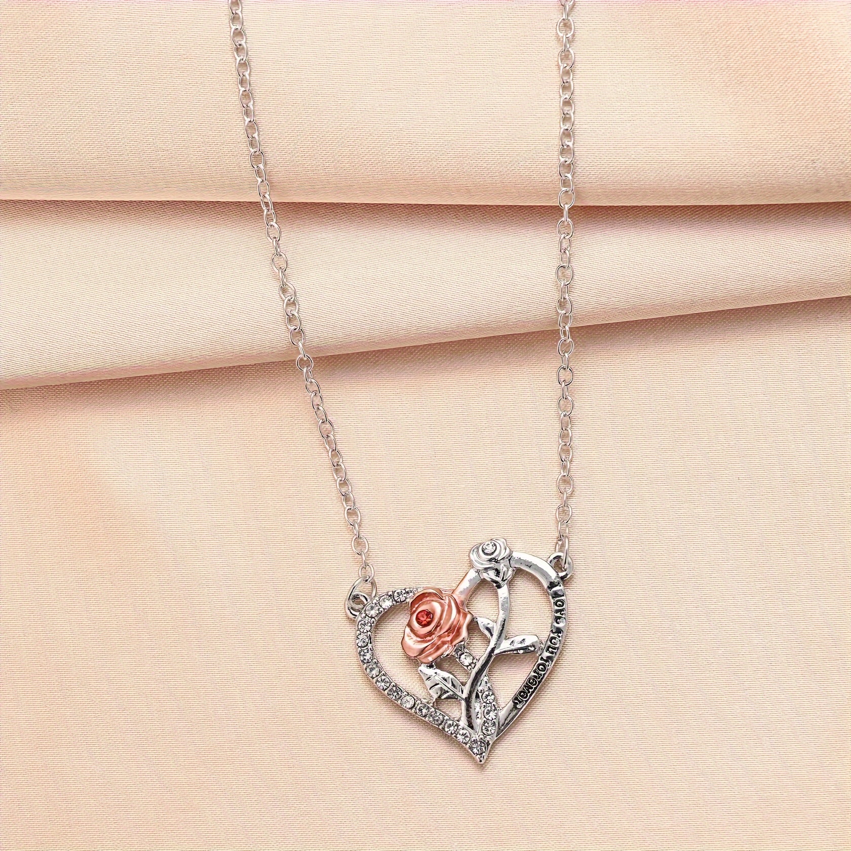 Te amo para siempre colgante collar con caja de rosa para novia madre cumpleaños romántico 2024 Nueva joyería de
