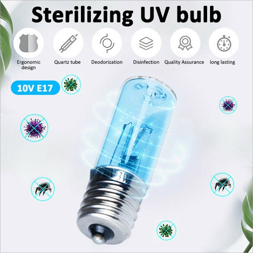 Uvc lampe pære ultrafiolett bakteriedrepende desinfeksjon sterilisering lys kvarts  e17 10v 3w skoskap ryddeverktøy