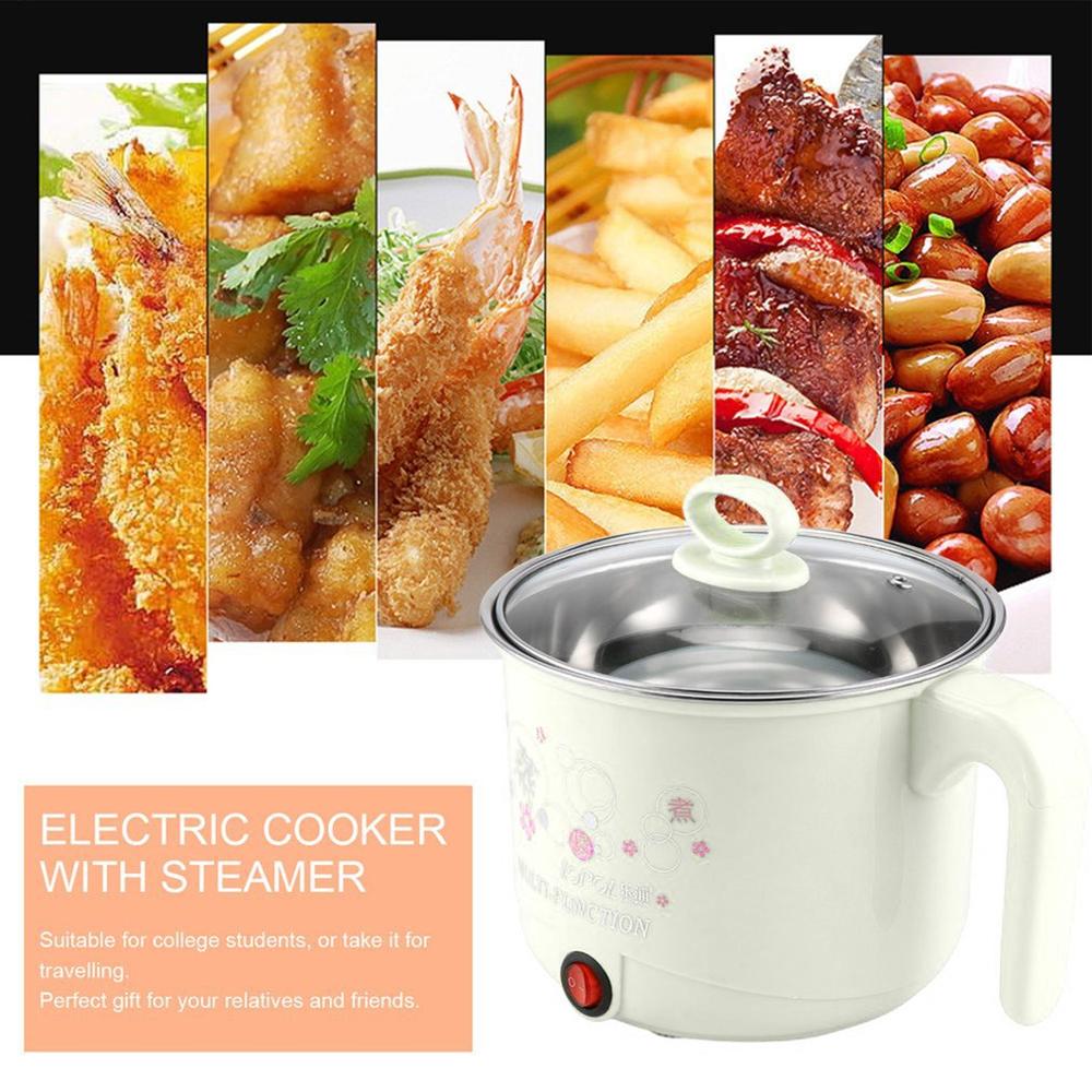 1.8L Multifunction Stainless Steel Electric Cooker with Steamer Pot Noodles Pots Rice Cooker Steamed Eggs Pan Soup Pots
