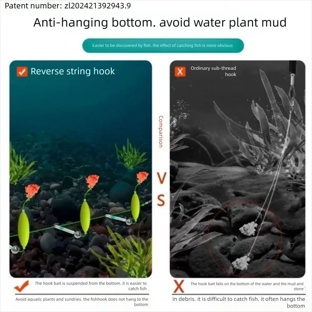 Trekroker fiskehårrigger krokoppheng antibunnkrok for karpefiske ferdiglaget pesca karperigger fiskelokk