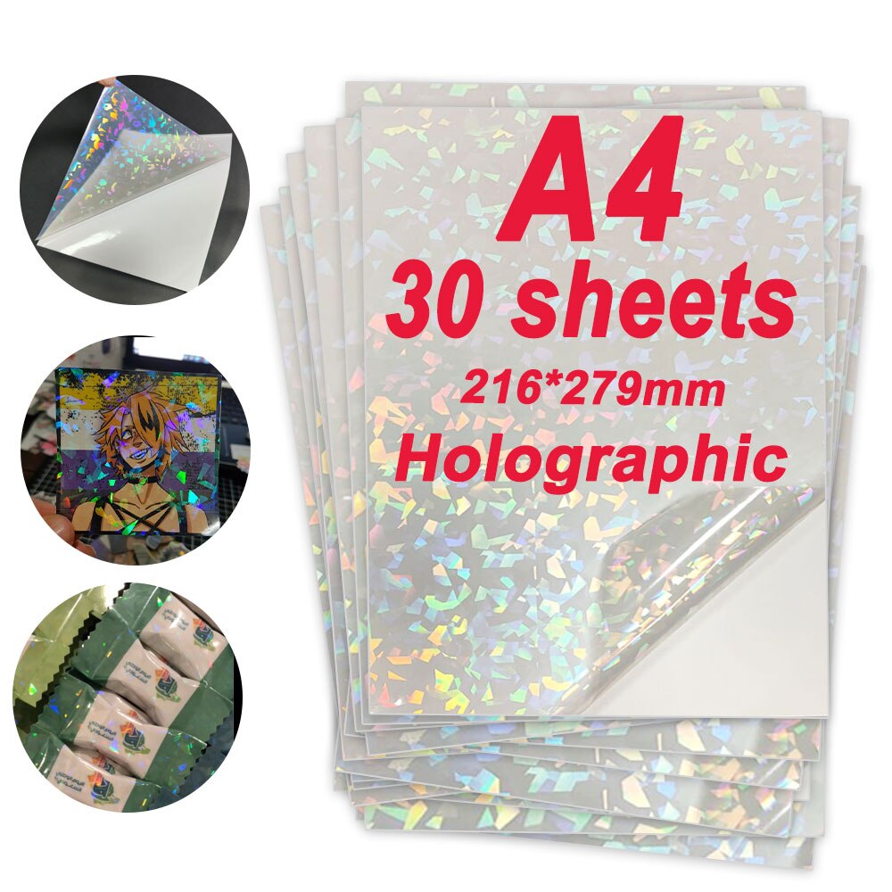 10/30/50/100Sheets A4 Glossy Printable Vinyl Sticker Paper Waterproof 210*297mm Self-Adhesive Label Sticker for Inkjet Printer: Debris 30Sheet