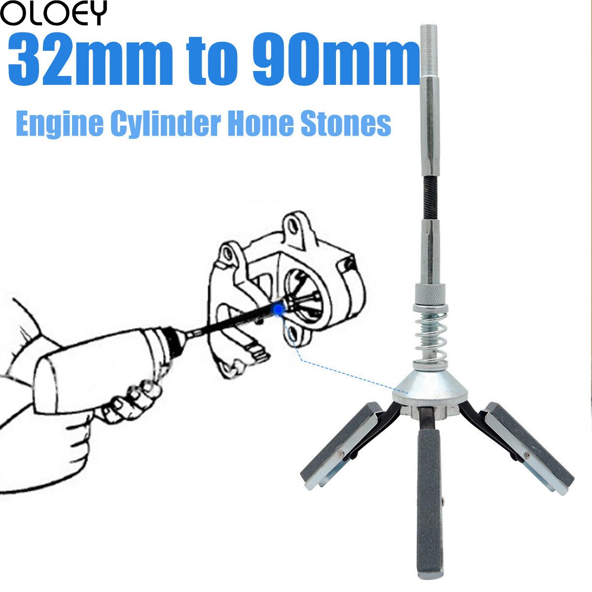 1Pc 3 Jaw Verstelbare Rem Zuiger Cilinder Hone Tool Range:19-64M 32-90Mm 51-177Mm 3/4 "Tot 2-1/2" ,1-1/4 "Tot 3-1/2" , 2 "Tot 7"