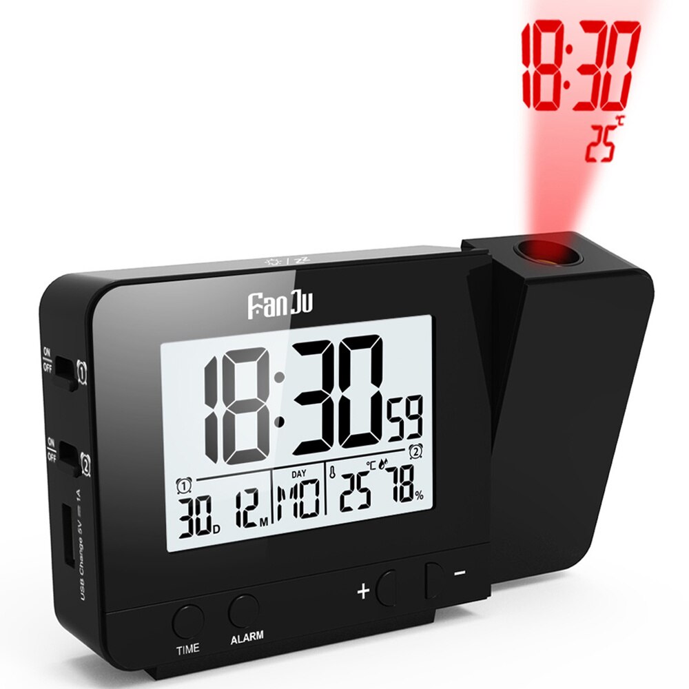 Led Clock Multi-Function Alarm Clock Temperature Display for Home Office School (Black, Battery)