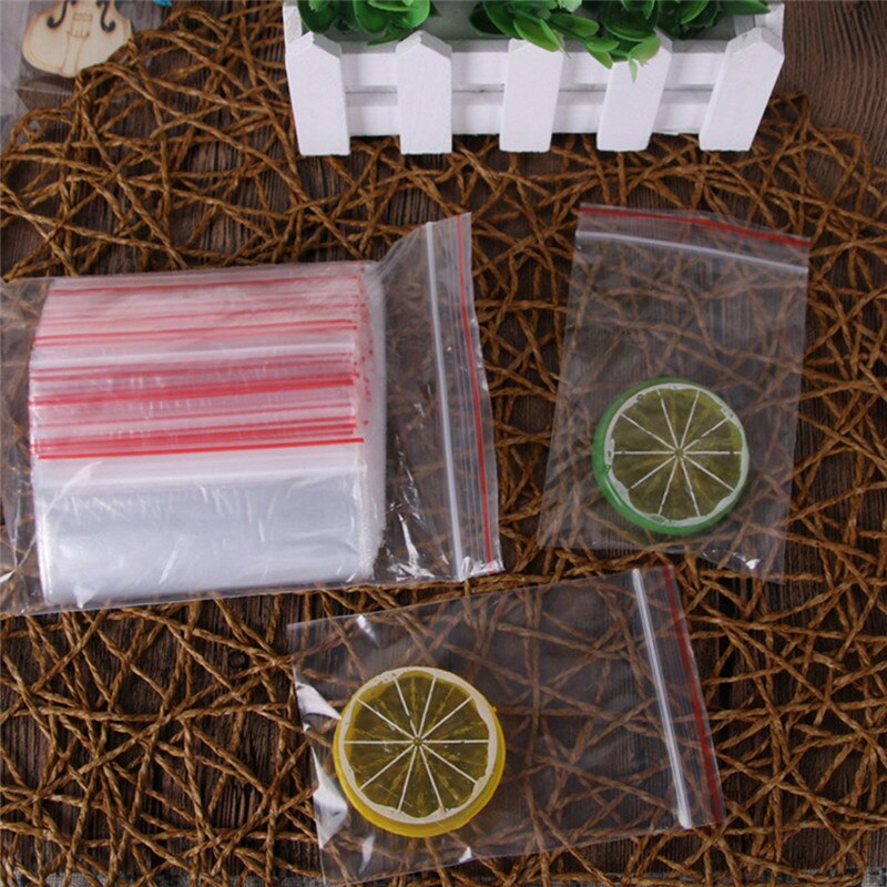 100 st plastpåsar ziplock matförpackning smycken små zip lock-påsar klara fräscha, dammtäta återförslutbara godisförvaring