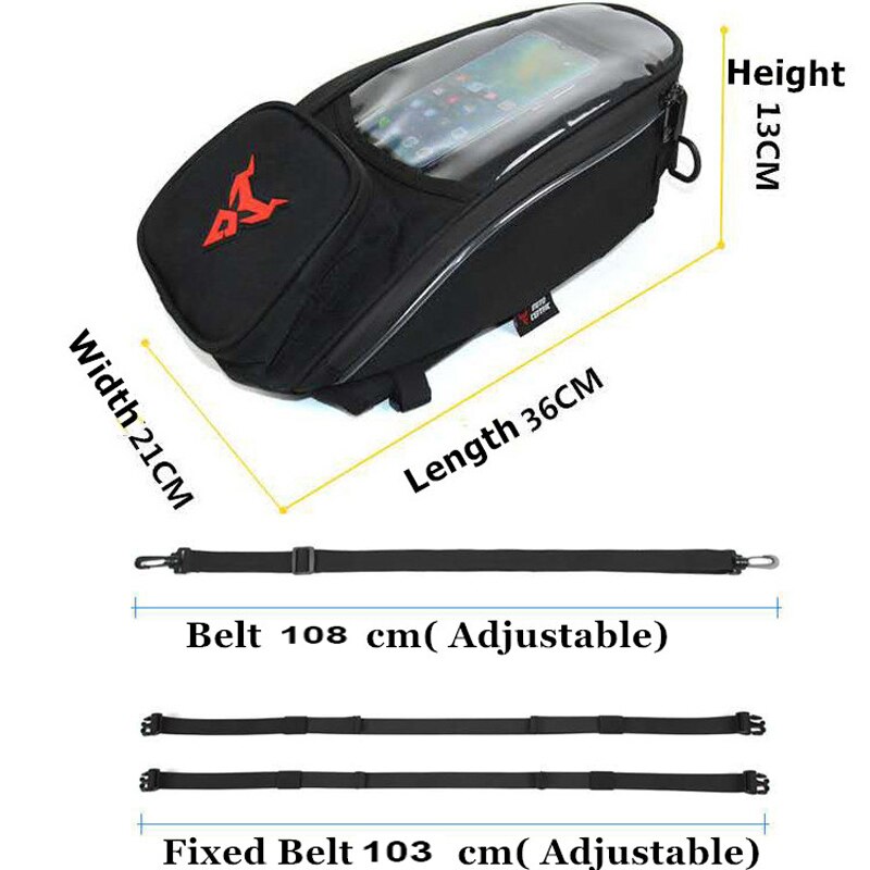 Bolsa de tanque de Motor a prueba de agua para teléfono, bolso de hombro para motocicleta, bolsa de tanque de combustible para Motocross, mochila magnética, color negro