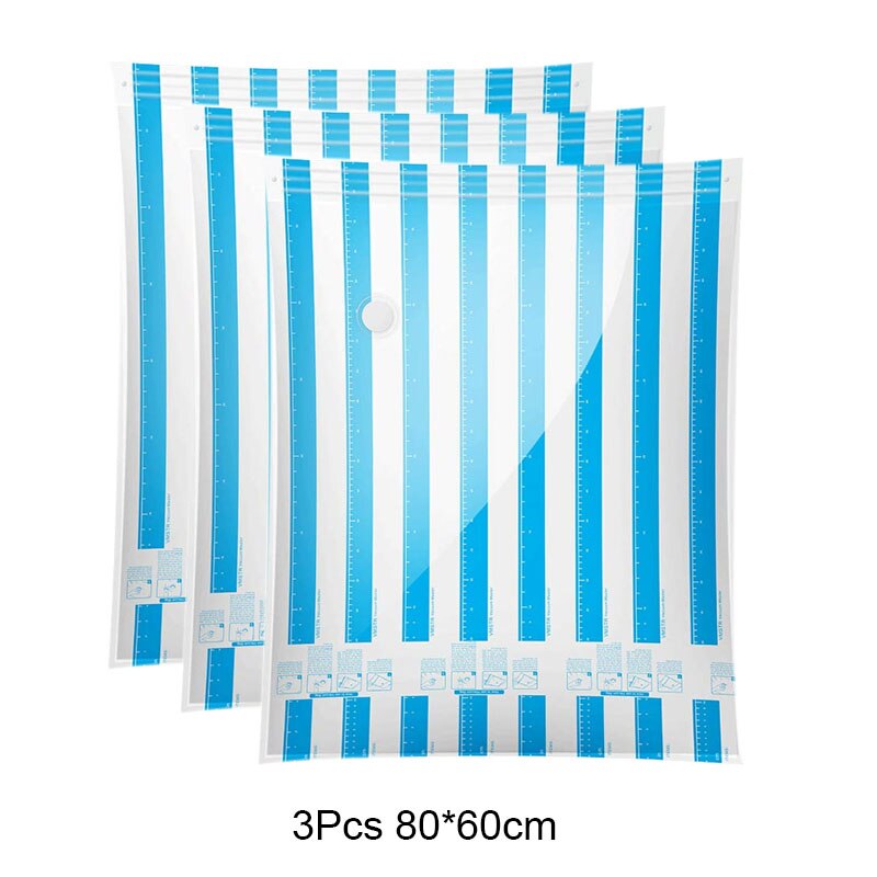 Vakuum Lagerung Taschen für Kleidung Decken Kissen Raum Sparer Größe extra Starke Vakuum Verpackung 60x40cm 70x50cm 80x60cm 100x80cm: 3Stck 80X60CM