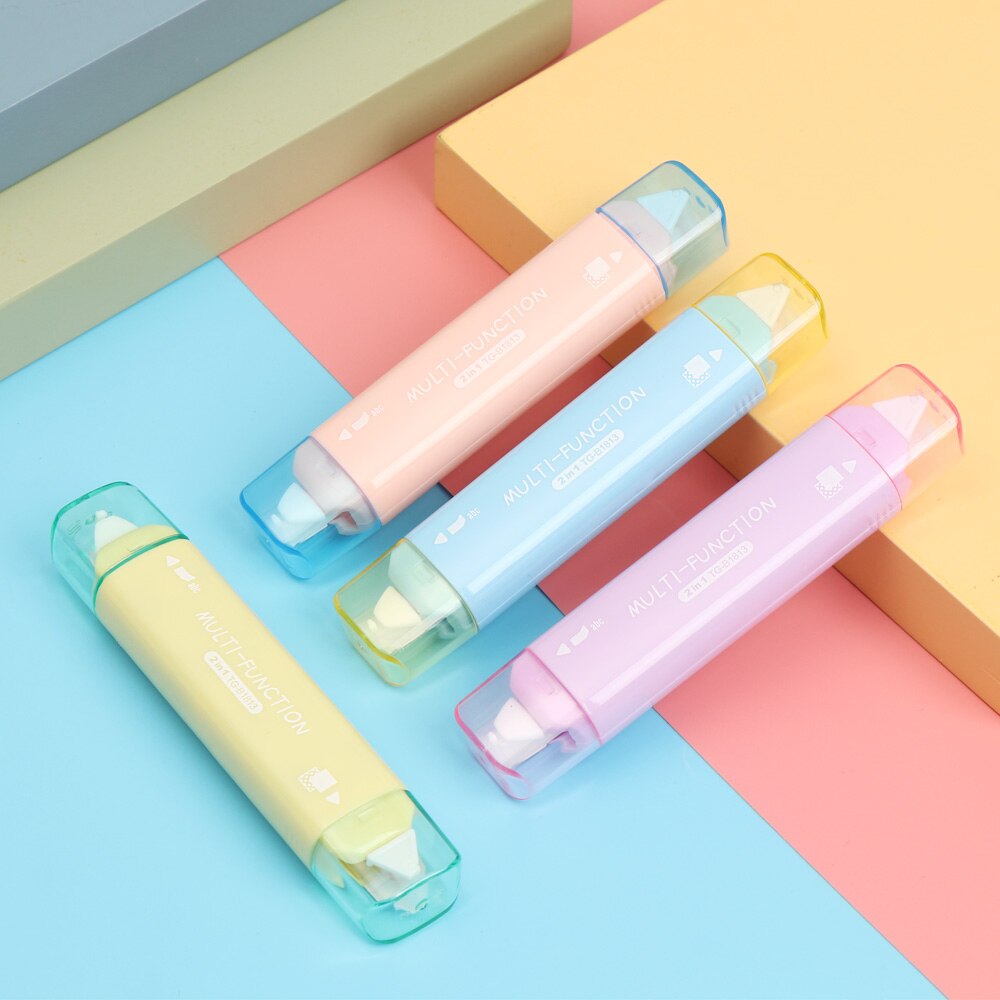 Cinta de corrección portátil creativa y pegamento de puntos dos en uno, papelería de aprendizaje, adhesivo de doble cara, suministros de oficina escolar