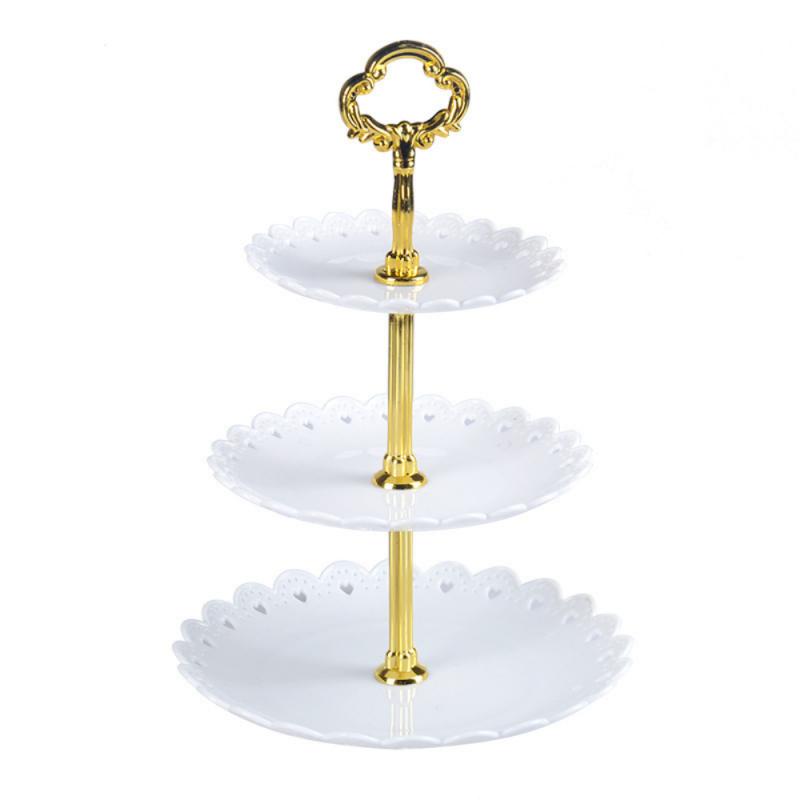 3 Tier Cake Stand, Plastic Tray, Display Rack, Afternoon Tea, Wedding Party Plates, Baking Tableware, Cake Decorating Tools: white
