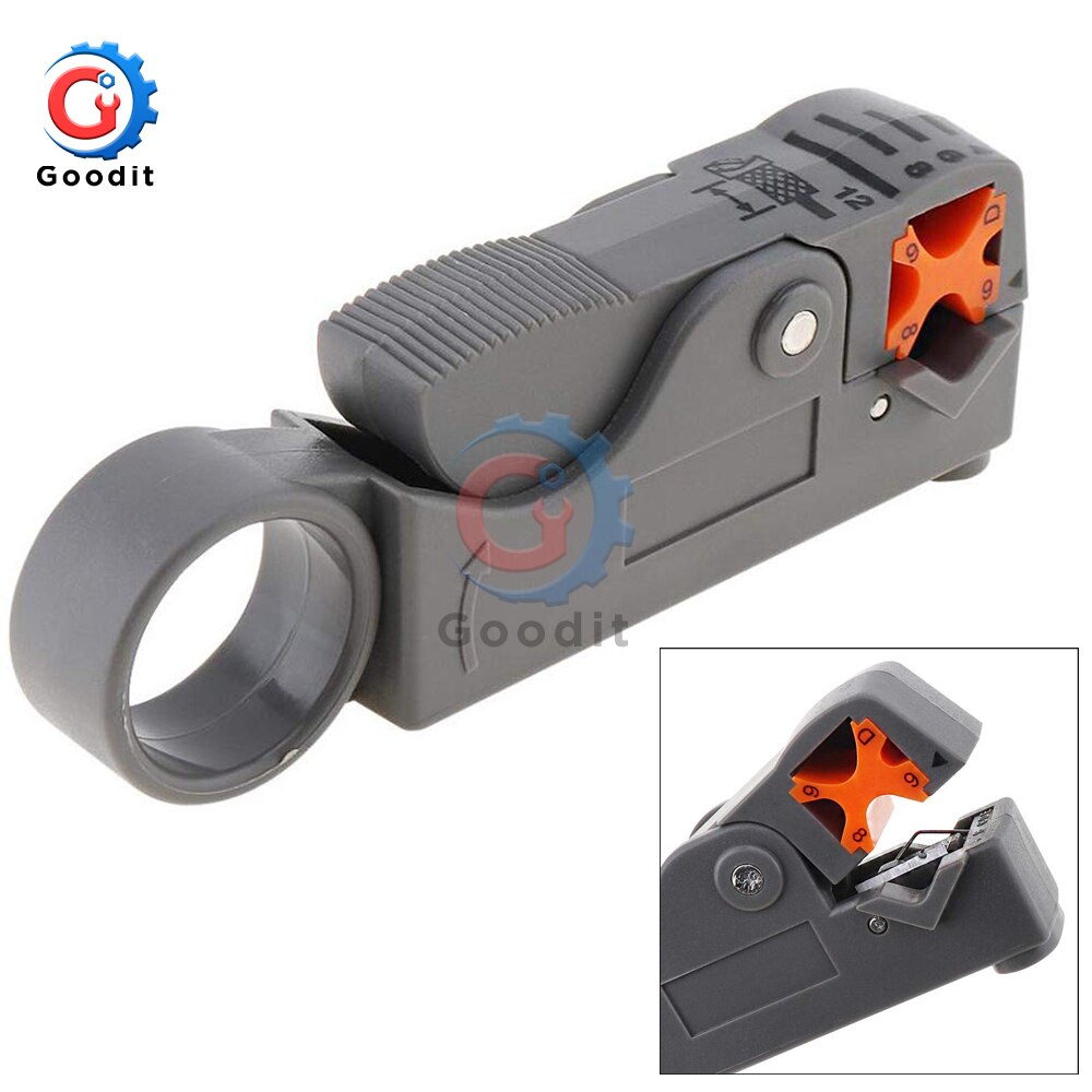 1Pc Coaxial Cable Stripper Multi Tool Cable Stripper Adjustable Double Blades RG6/59 Wire Stripper Automatic Cable Cutter Pliers