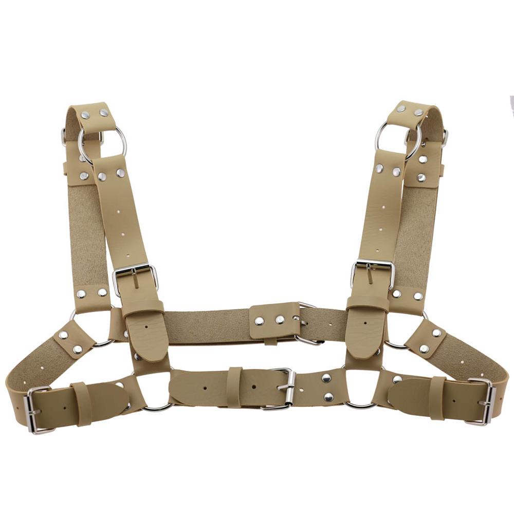 KMVEXO Degli Uomini Delle Donne Sexy Punk Chest Harness Regolabile Gabbia Catena Corpo In Metallo DELL'UNITÀ di elaborazione di Cuoio Del Choker Dichiarazione Della Collana Del Partito Clubwear: Nude