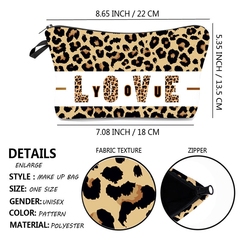 Bolsa de maquillaje Jom Tokoy resistente al agua, bolsa organizadora con estampado de leopardo, bolsa organizadora, bolsa de belleza multifunción para mujer hzb971