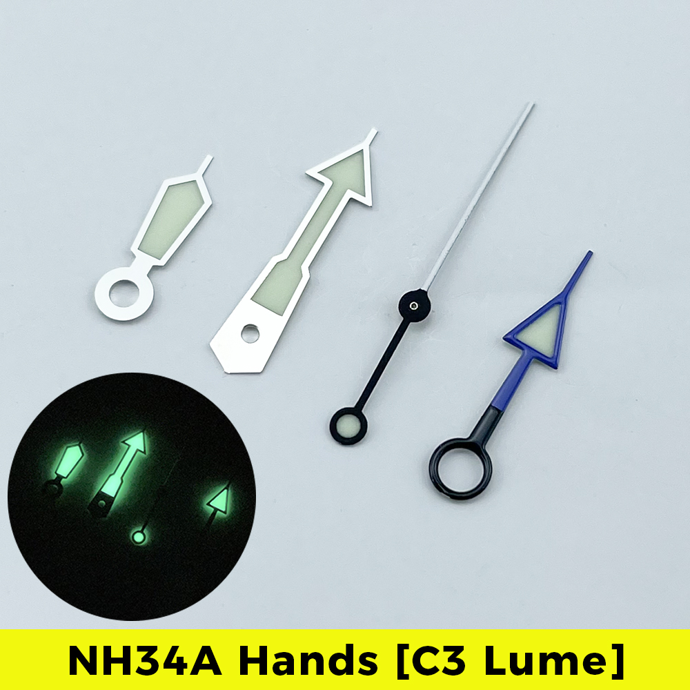 NH34A GMT aiguilles C3 Lume 4 aiguilles pour SKX007 SKX SSK GMT Mod SUPER LUME NH35 aiguilles vertes de: Brume bleue