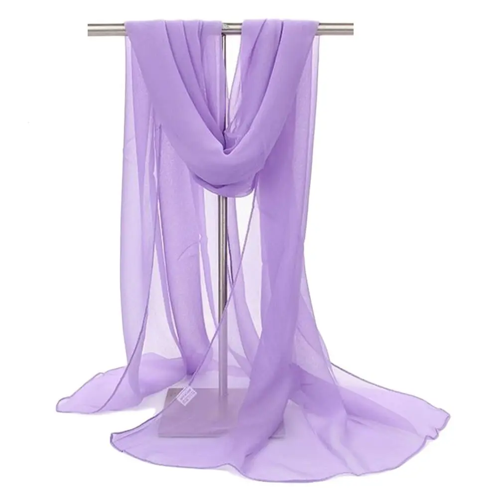Lenço de chiffon para mulheres, elegante xale longo, cor sólida, chiffon, hijab, verão, proteção solar, lenços de praia: Verde