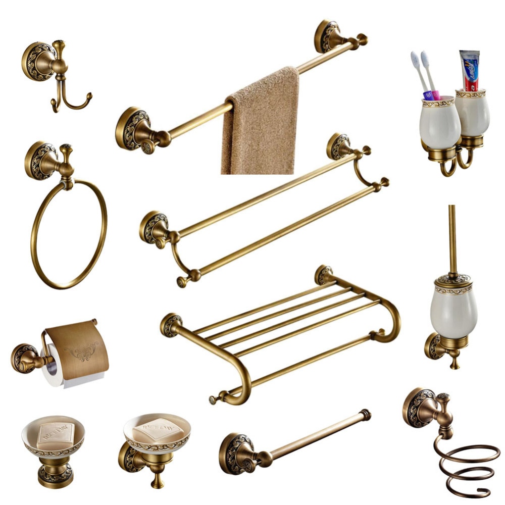 Badezimmer-Accessoires-einstellen, Antik-Durcheinander-Kollektion, geschnitzte Badezimmerprodukte, ein der Zauberstab montiertes Badezimmer-Hardware--einstellen aus Durcheinander