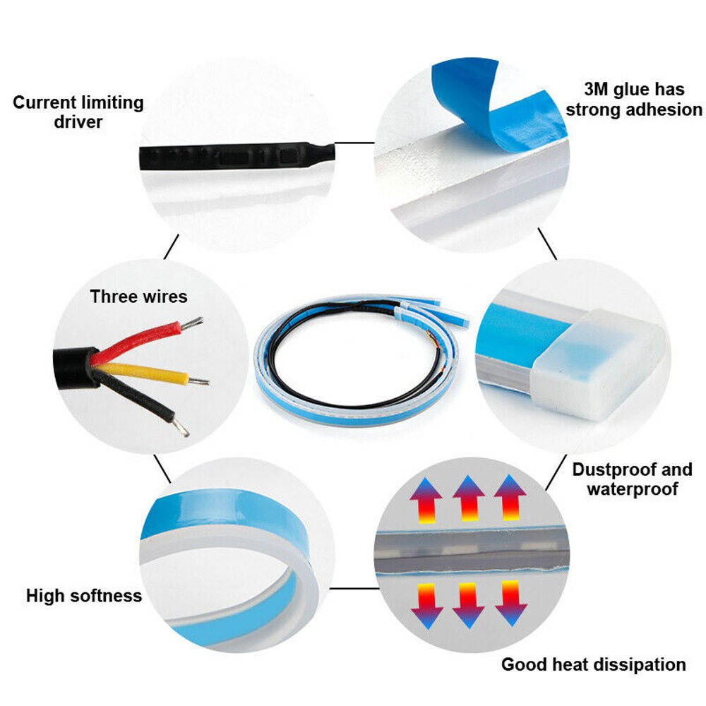 Dc 12V Led Koplamp Strip Smd 3014 Gloeilampen Accessoires Auto Flexibele