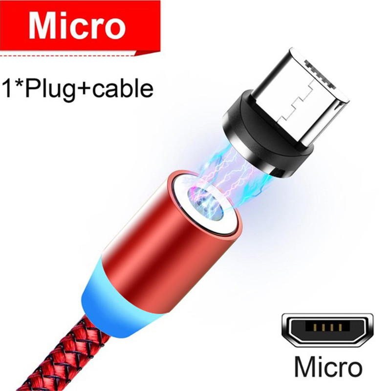 1M Magnetic Cable For Samsung A71 A51 5G A41 A31 M31 M21 M30s M51 M31s M11 M01 A21s A42 A30s Charging Cable Fast Charger Adapter: Red Micro USB