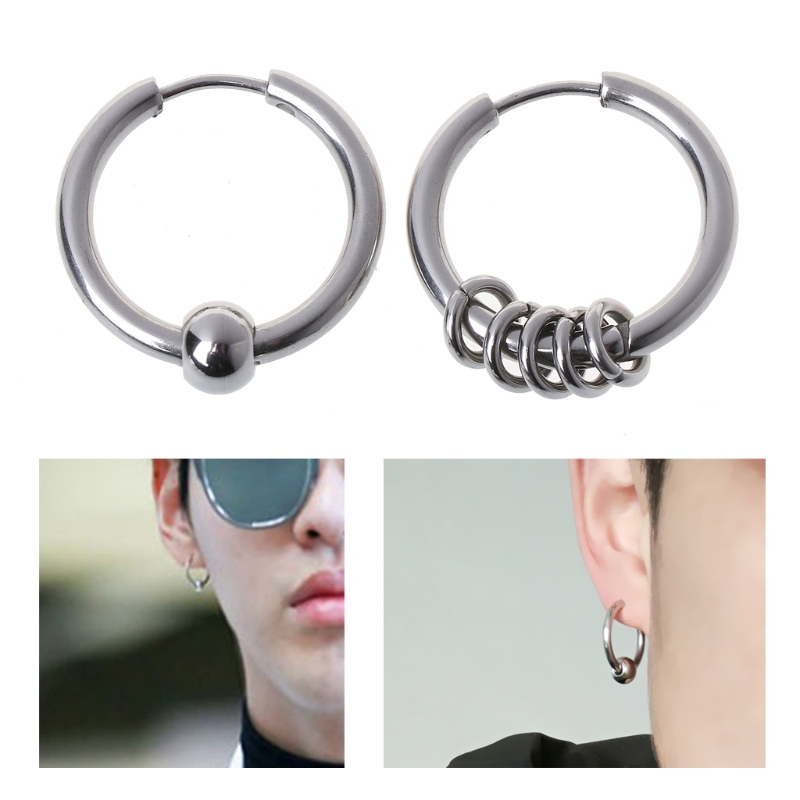 1 Paar 8Mm-20Mm Titanium Staal Hip Hop Hoop Earring Kraakbeen Helix Piercing Oorbellen