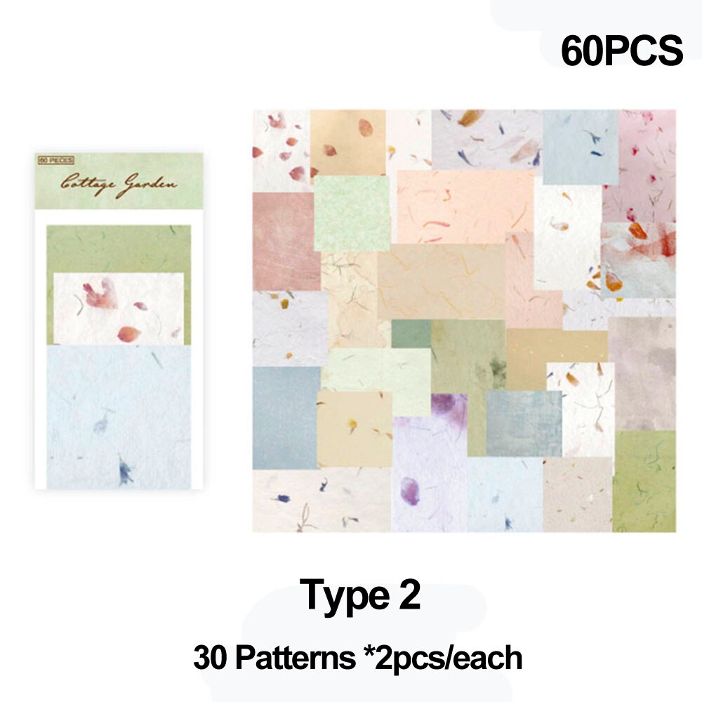 60Pcs Scrapbook Material Paper Background Collage Retro Floral Pattern Making Journaling Scrapbooking Card DIY Craft Accessories: type 2