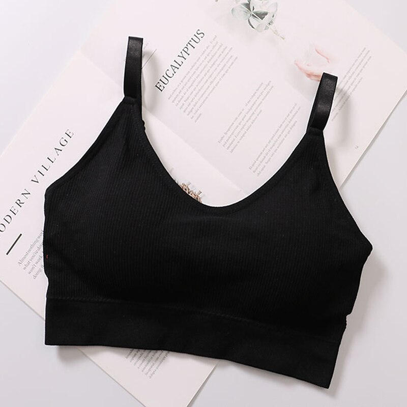 Seamless Sporty Bra Women Fitness Top Bra For Gym Underwear Women Push Up Sport Bra Top: Black