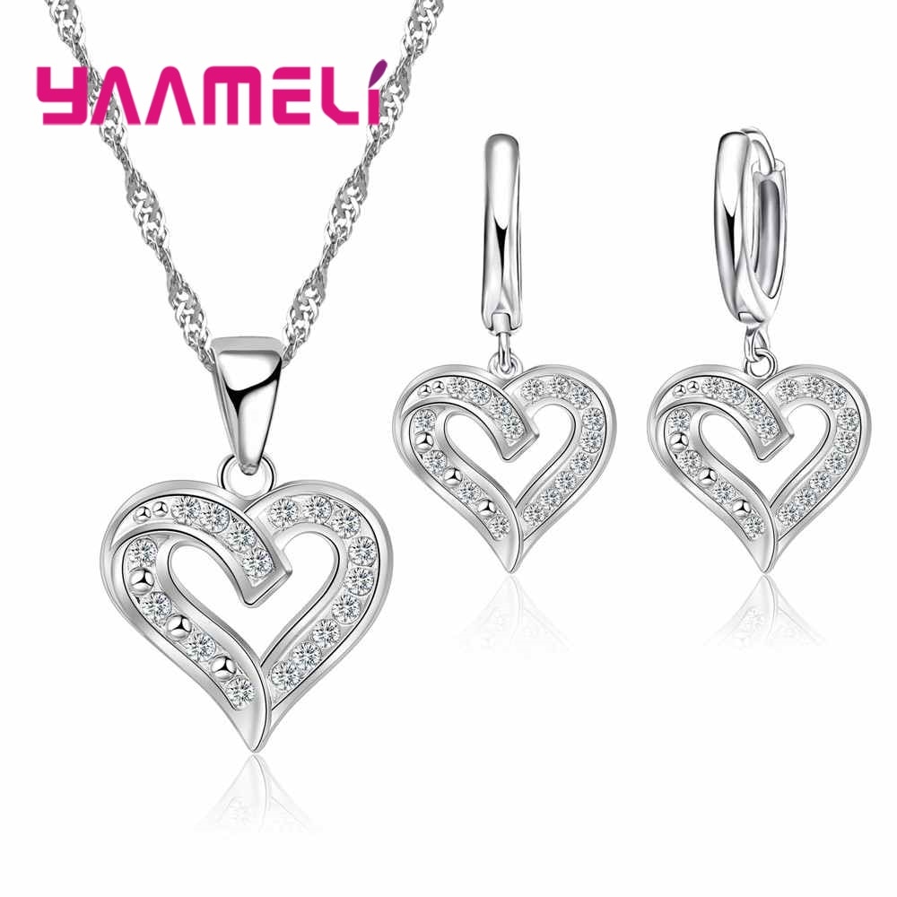 925 Sterling Silver Jewely Set Orecchini Della Collana di Amore di Figura Irregolare di Stile di Modo Regalo Di Natale Per Le Donne Della Ragazza