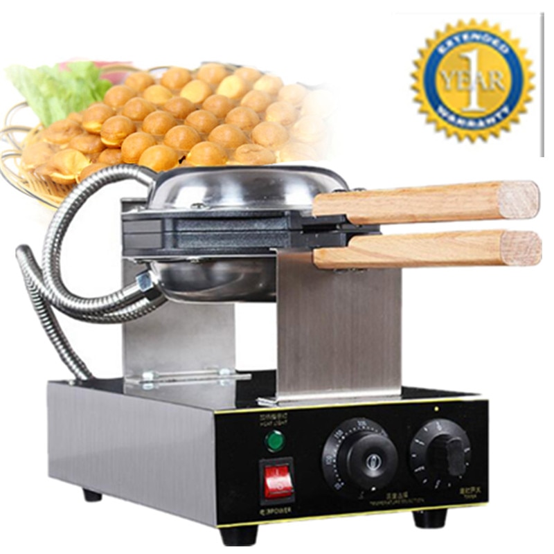 Rotating Stainless Steel 110v 220v Electric Hong Kong Egg Waffle Machine; QQ Egg Cake Waffle Maker